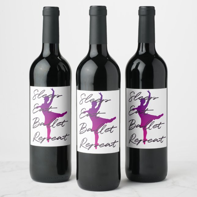 Étiquette Pour Bouteilles De Vin Dormir, Manger, Ballet, Répéter (Bouteilles)