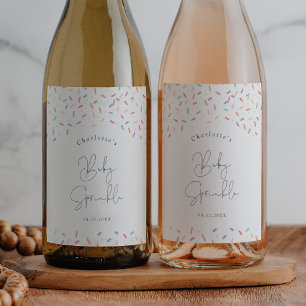 Étiquette Pour Bouteilles De Vin Douce Fête de Bébé avec des Paillettes Arc-en-Ciel