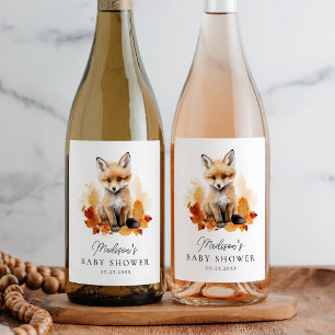 Étiquette Pour Bouteilles De Vin Douce Fête Prénatale Renard de la Forêt Automnale