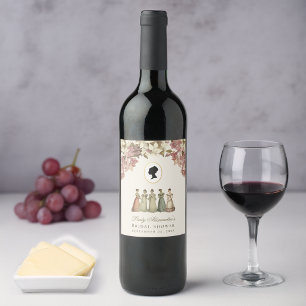 Étiquette Pour Bouteilles De Vin Douche de Mariée Régence Dames Vintage Floral Rose