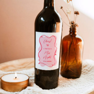 Étiquette Pour Bouteilles De Vin Douche de nuptiale rose et rouge ondes rétro