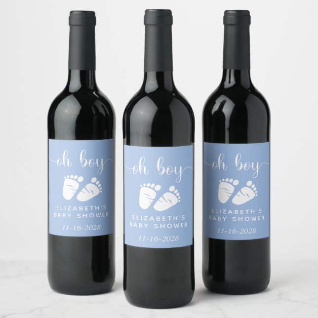 Étiquette Pour Bouteilles De Vin Douche garçon Pieds Bleu (Bouteilles)
