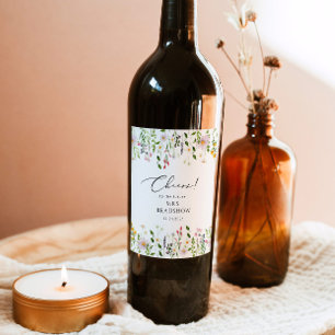 Étiquette Pour Bouteilles De Vin Douche nuptiale simple en fleurs sauvages