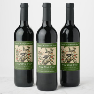Étiquette Pour Bouteilles De Vin Downy Woodpecker - de Audubon's Birds of America