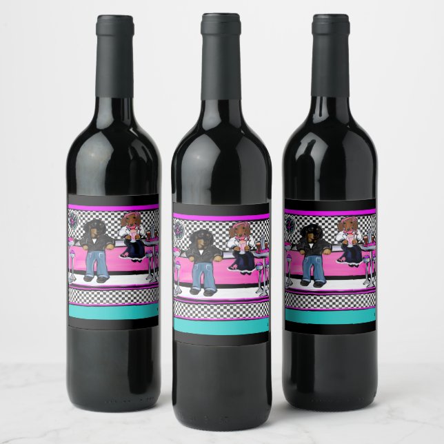 Étiquette Pour Bouteilles De Vin Doxie Rock and Roll (Bouteilles)
