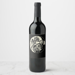 Étiquette Pour Bouteilles De Vin Dragon Avec Tiger Tattoo YIN Et Yang Beast Combatt