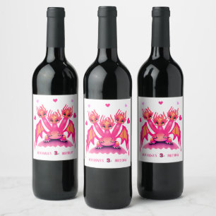 Étiquette Pour Bouteilles De Vin Dragon rose