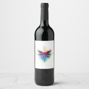 Étiquette Pour Bouteilles De Vin Dragonfly en arc-en-ciel