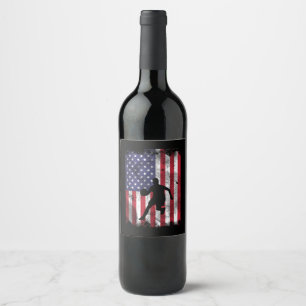 Étiquette Pour Bouteilles De Vin Drapeau américain Basketball Vintage Baller Patrio