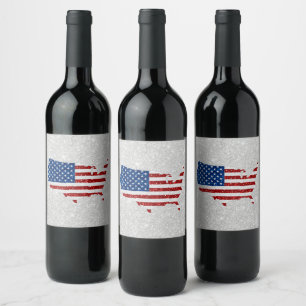 Étiquette Pour Bouteilles De Vin Drapeau américain étoiles et bandes 4 juillet Pail