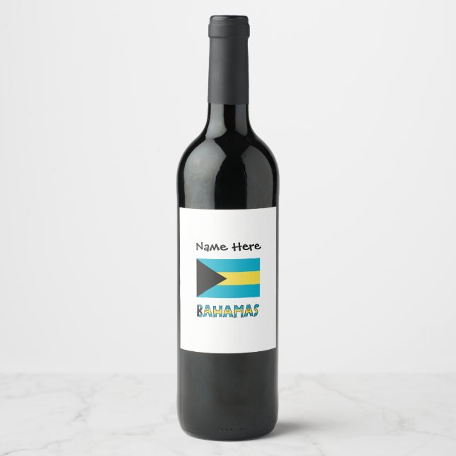 Étiquette Pour Bouteilles De Vin Drapeau bahaméen et bahaméen personnalisé (Devant)