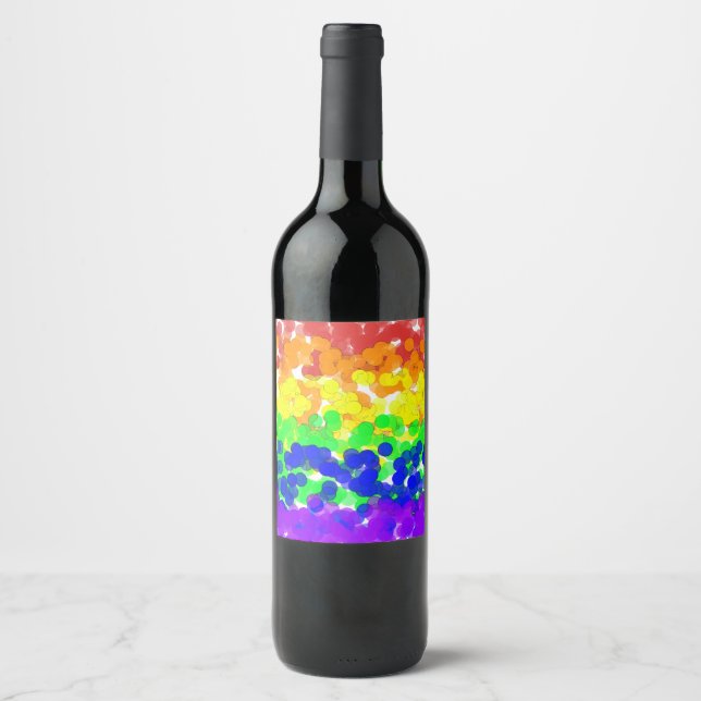 Étiquette Pour Bouteilles De Vin Drapeau Bokeh de la Fierté Gay (Devant)