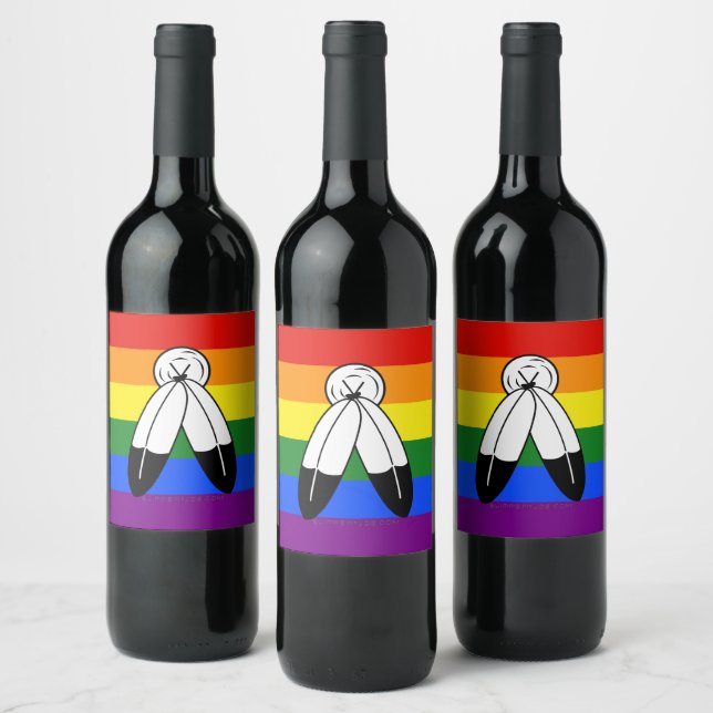 Étiquette Pour Bouteilles De Vin Drapeau de fierté bispirituel de SlipperyJoe's sym (Bouteilles)