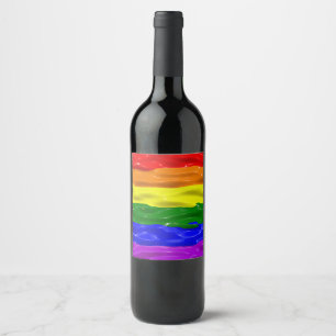 Étiquette Pour Bouteilles De Vin Drapeau de fierté de SlipperyJoe's vernis liquide