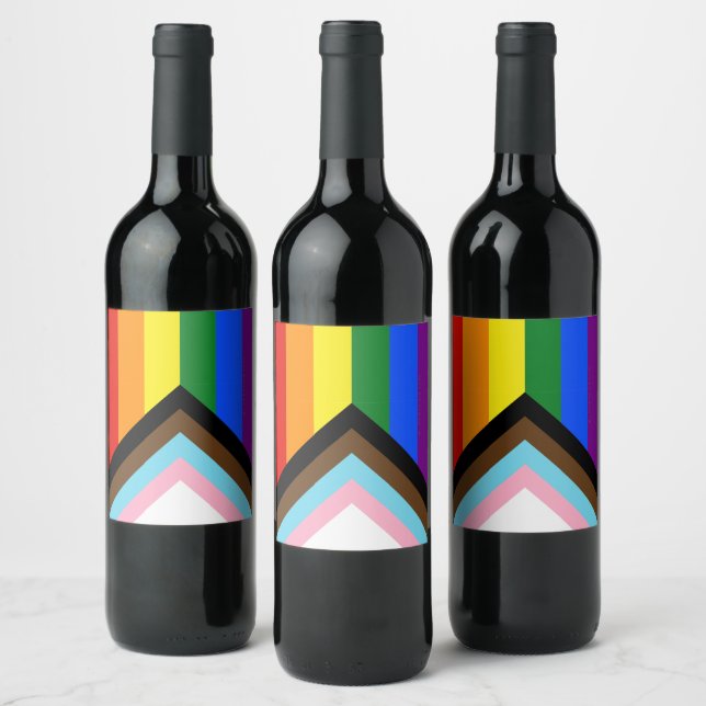 Étiquette Pour Bouteilles De Vin Drapeau de fierté Progress de SlipperyJoe's six ba (Bouteilles)