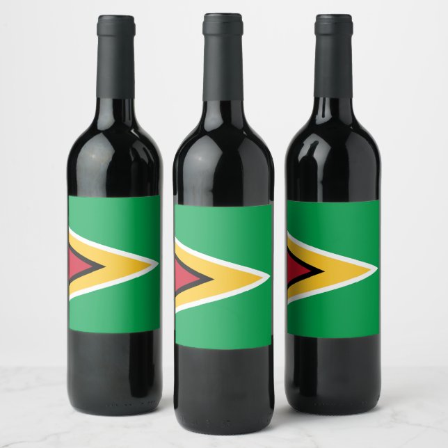 Étiquette Pour Bouteilles De Vin Drapeau de Guyana (Bouteilles)