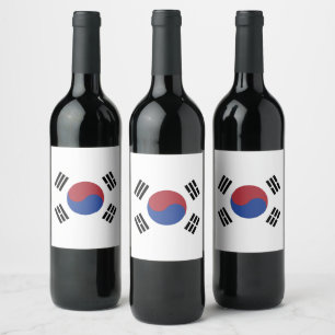 Étiquette Pour Bouteilles De Vin Drapeau de la Corée du Sud