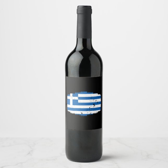 Étiquette Pour Bouteilles De Vin Drapeau de la Grèce (Devant)