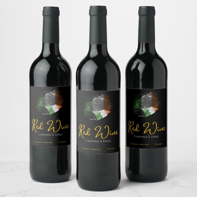 Étiquette Pour Bouteilles De Vin Drapeau de l'Irlande (Bouteilles)