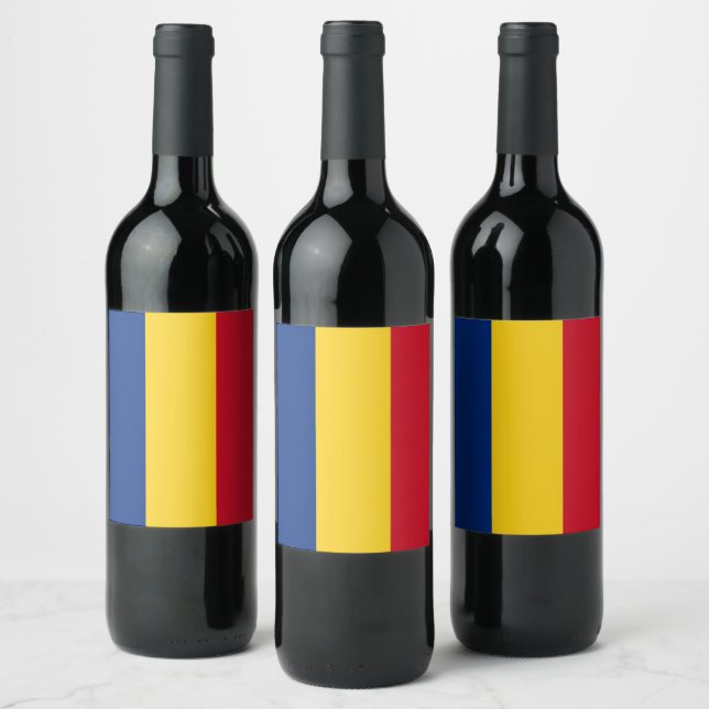 Étiquette Pour Bouteilles De Vin Drapeau de Roumanie (Bouteilles)