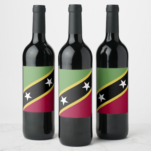 Étiquette Pour Bouteilles De Vin Drapeau de Saint-Kitts-et-Nevis (Bouteilles)