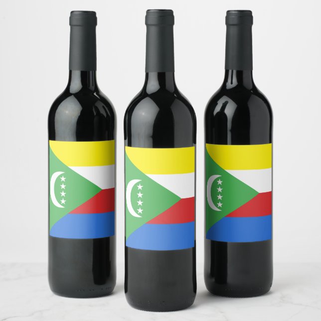 Étiquette Pour Bouteilles De Vin Drapeau des Comores (Bouteilles)