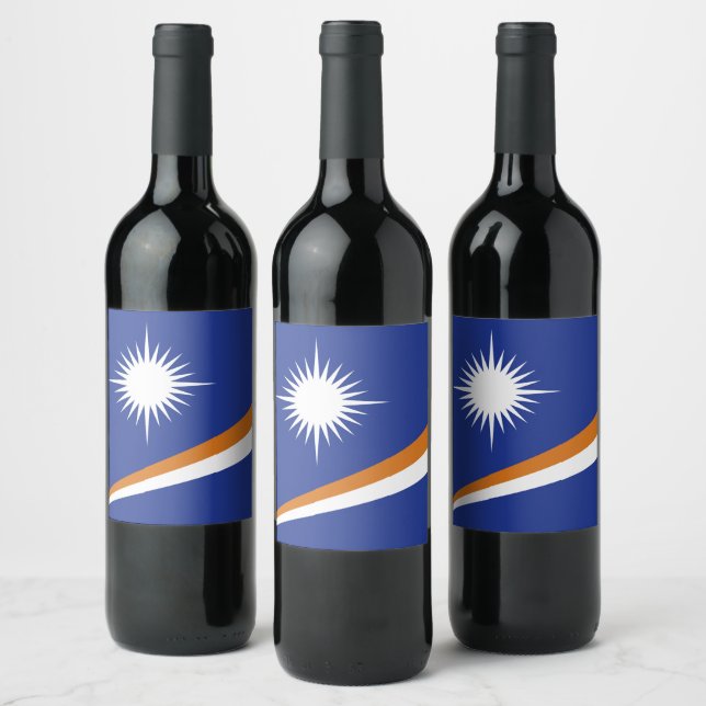 Étiquette Pour Bouteilles De Vin Drapeau des Îles Marshall (Bouteilles)