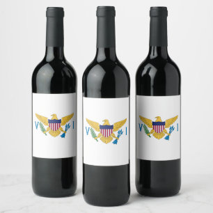 Étiquette Pour Bouteilles De Vin Drapeau des îles Vierges américaines