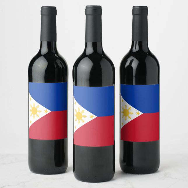 Étiquette Pour Bouteilles De Vin drapeau des Philippines (Bouteilles)