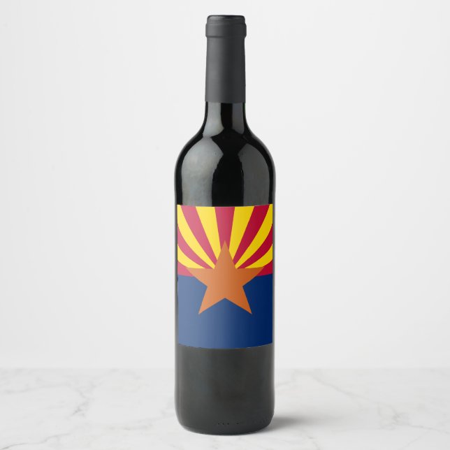 Étiquette Pour Bouteilles De Vin Drapeau d'État de l'Arizona (Devant)