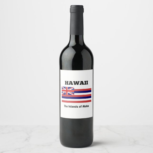 Étiquette Pour Bouteilles De Vin Drapeau d'Hawaii (Devant)