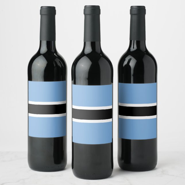 Étiquette Pour Bouteilles De Vin Drapeau du Botswana (Bouteilles)