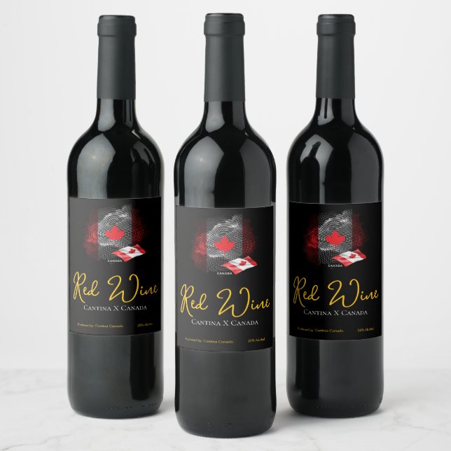 Étiquette Pour Bouteilles De Vin Drapeau du Canada (Bouteilles)