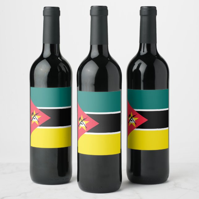 Étiquette Pour Bouteilles De Vin Drapeau du Mozambique (Bouteilles)