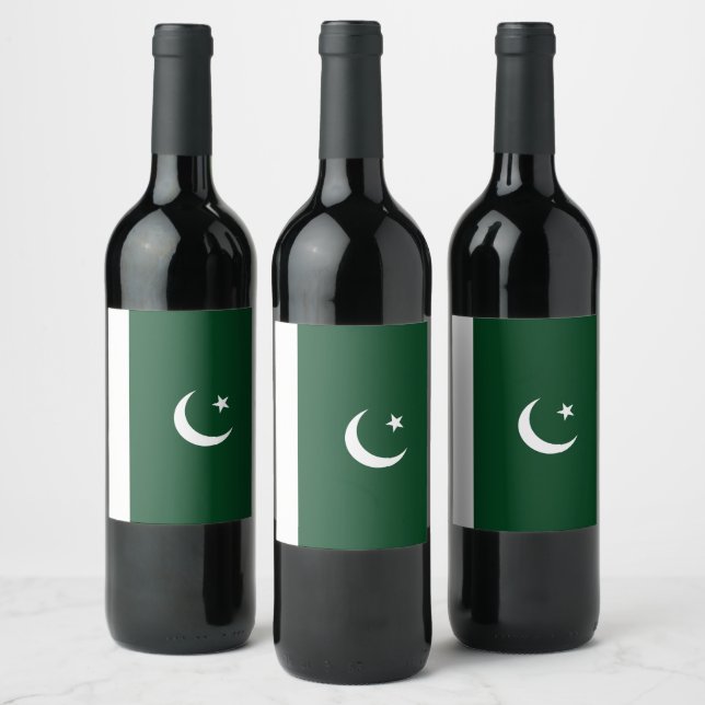 Étiquette Pour Bouteilles De Vin Drapeau du Pakistan (Bouteilles)