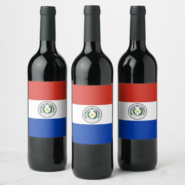 Étiquette Pour Bouteilles De Vin drapeau du Paraguay (Bouteilles)