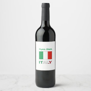 Étiquette Pour Bouteilles De Vin Drapeau Italien Moderne Tricolore Nom Ici 