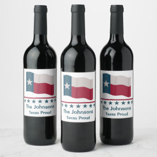 Étiquette Pour Bouteilles De Vin Drapeau longue étoile Texas Fière Personnalisé