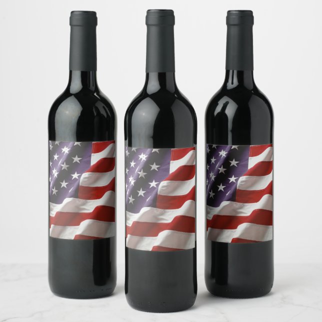 Étiquette Pour Bouteilles De Vin Drapeau patriotique américain (Bouteilles)