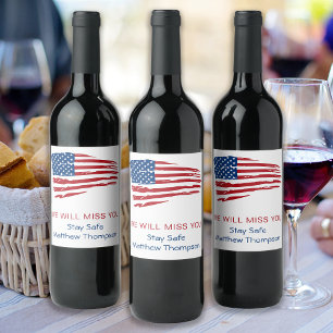 Étiquette Pour Bouteilles De Vin Drapeau patriotique Militaire Soldat Partir Parti 
