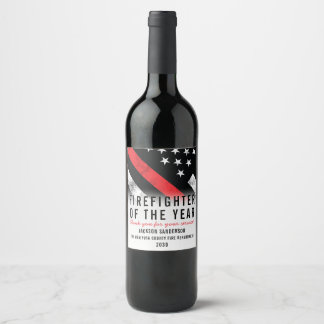 Étiquette Pour Bouteilles De Vin Drapeau pompier Ligne rouge Reconnaissance des emp
