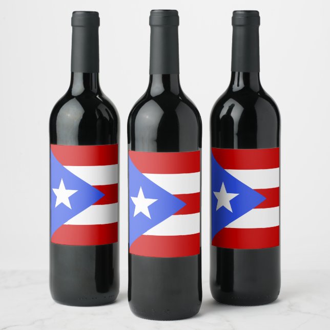 Étiquette Pour Bouteilles De Vin Drapeau Porto Rico (Bouteilles)