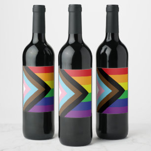 Étiquette Pour Bouteilles De Vin Drapeau progressiste LGBTQIA