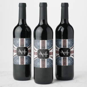 Étiquette Pour Bouteilles De Vin Drapeau Rustique UK rouge bleu étincelants partie