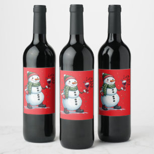 Étiquette Pour Bouteilles De Vin Drôle bonhomme de neige de Noël bon temps rouler à