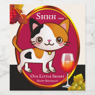Étiquette Pour Bouteilles De Vin Drôle Chat Anniversaire Vin Étiquette