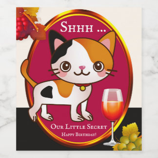 Étiquette Pour Bouteilles De Vin Drôle Chat Anniversaire Vin Étiquette