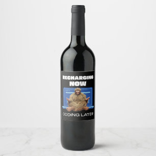 Étiquette Pour Bouteilles De Vin Drôle de Bigfoot Programmeur Rechargeant le Codage