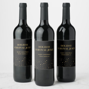 Étiquette Pour Bouteilles De Vin Drôle de survie aux fêtes de Noël en or noir