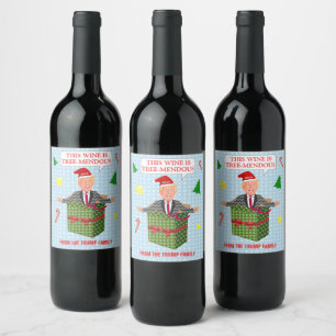 Étiquette Pour Bouteilles De Vin Drôle Donald Trump Humour de Noël Arbre-Mendous